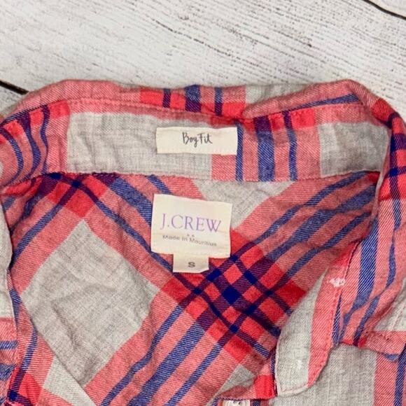 J. Crew Women's Boy Fit Pink Plaid Button Up Shirt 100% Cotton Size Small - Picture 5 of 6
